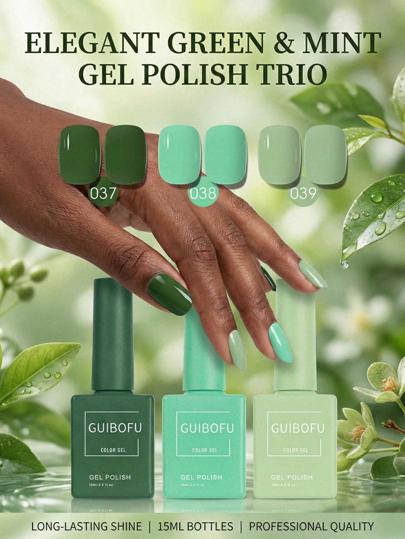 3Pcs/Set 15ml Forest Green Gel – обзор и цена Nail Art Emerald Green