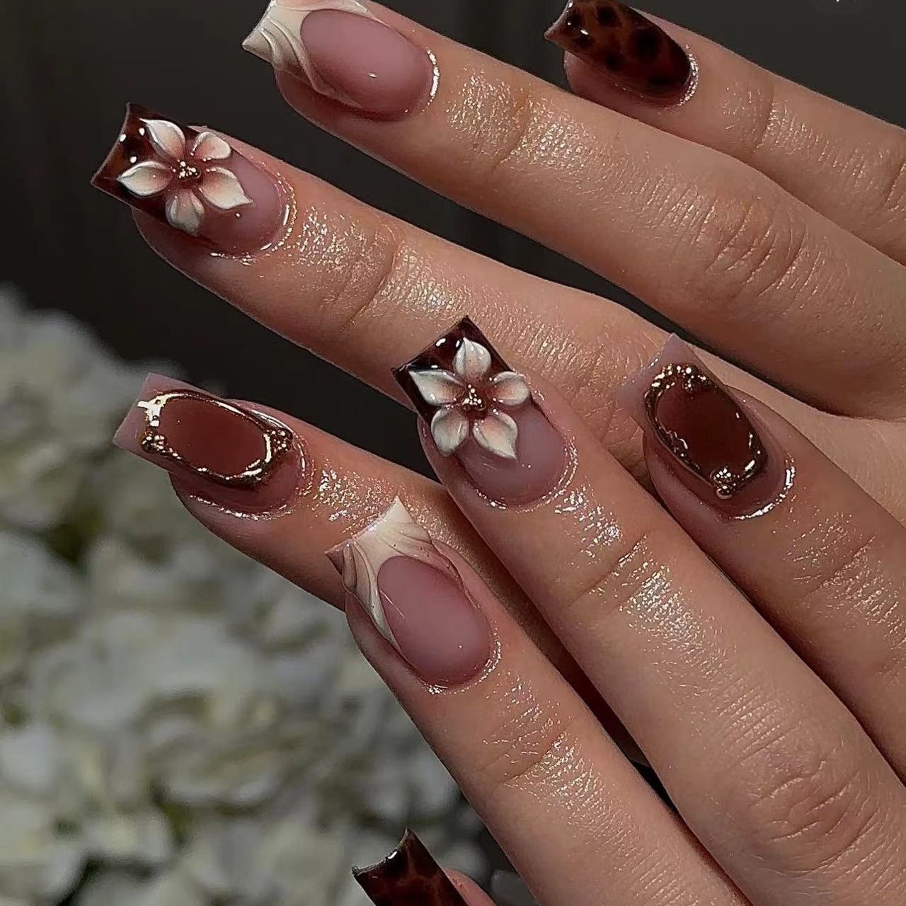 Short square fake nails for wo – обзор и цена Nail Art Leopard