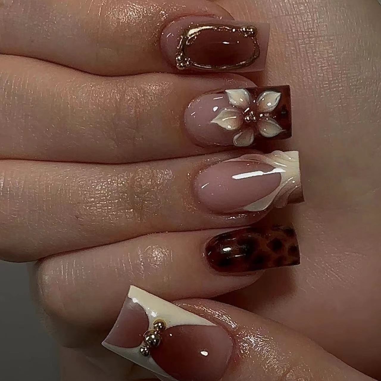 Short square fake nails for wo – обзор и цена Nail Art Leopard