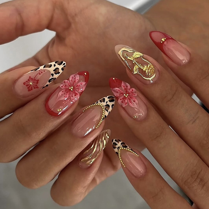 24pcs Red French Press on Nail – обзор и цена Nail Art Leopard