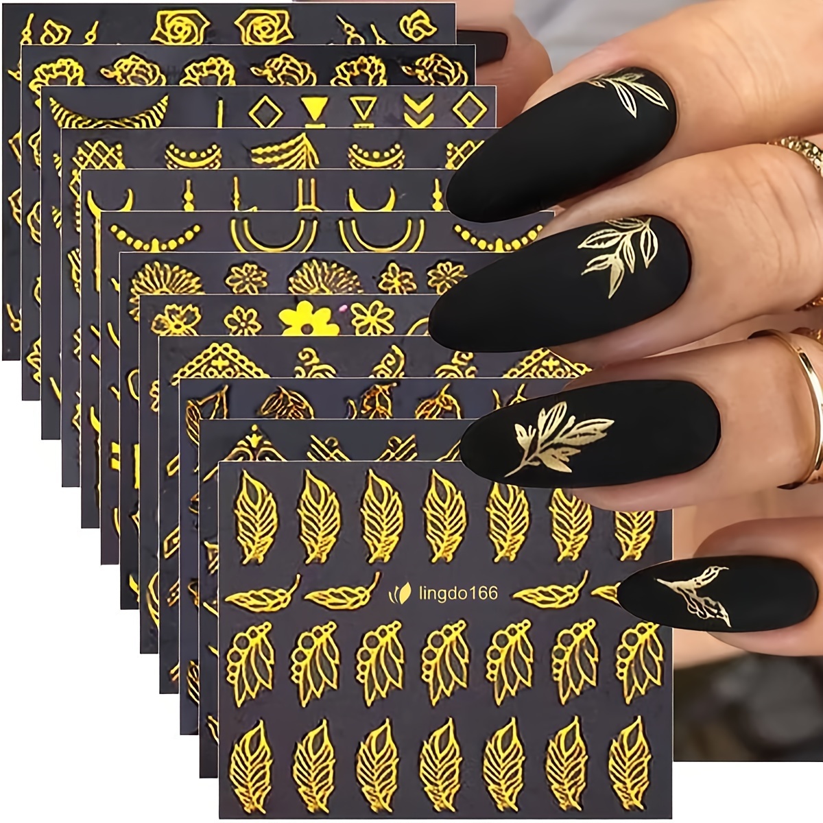 30 Sheets Gold Flowers Nail St – обзор и цена Nail Art Leopard