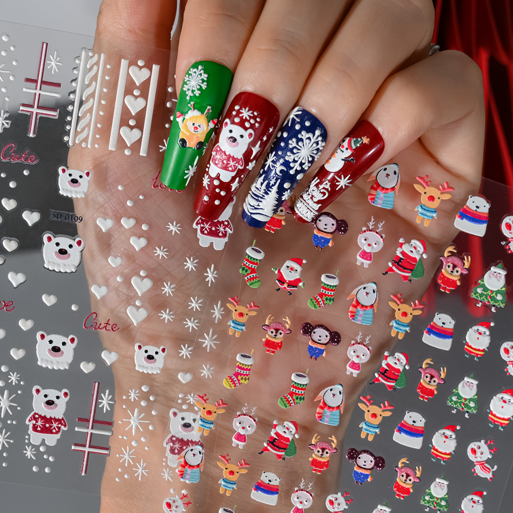 1Sheet 5D Embossed Christmas N – обзор и цена Nail Art Xmas Design