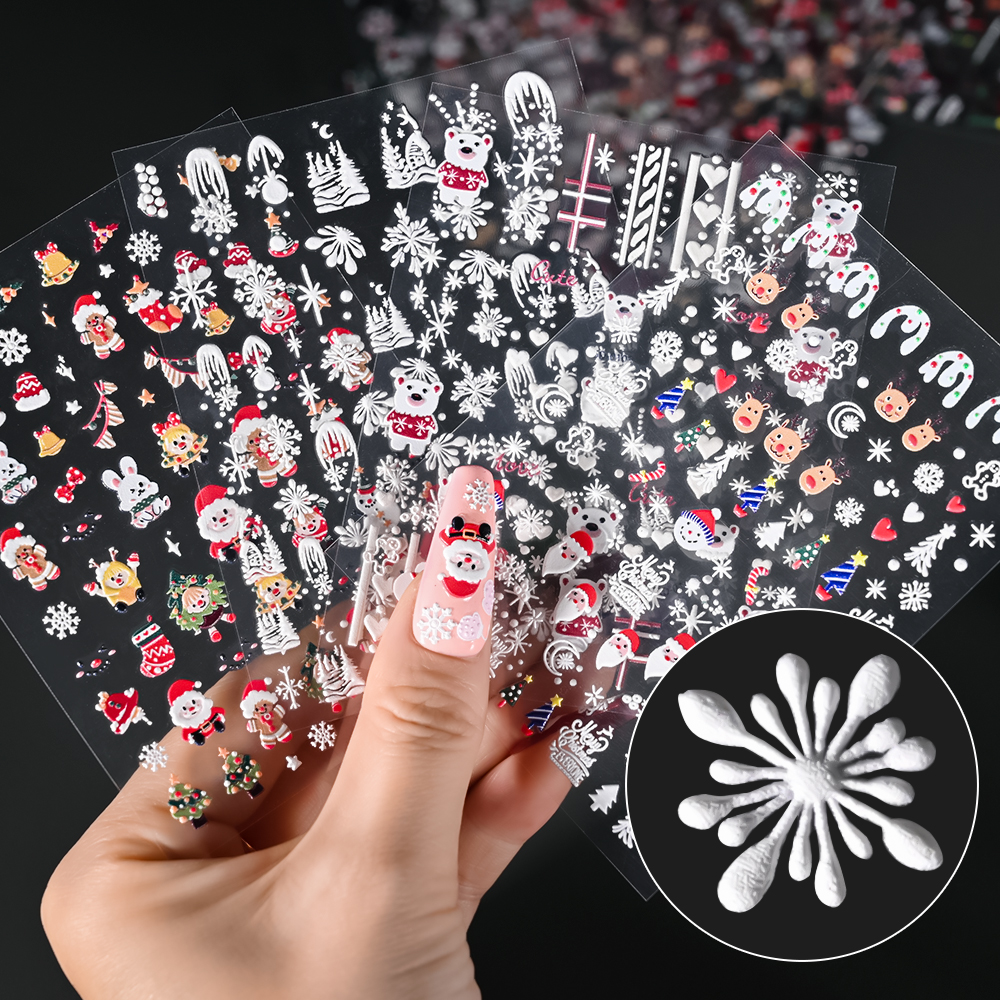 1Sheet 5D Embossed Christmas N – обзор и цена Nail Art Xmas Design