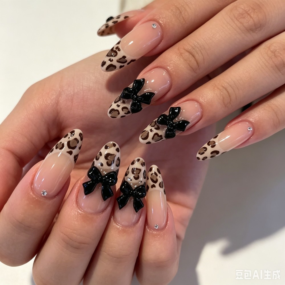 24pcs French Almond Press on N – обзор и цена Nail Art Leopard