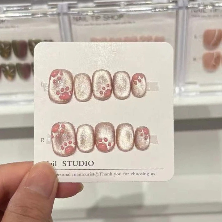 10Pcs Pink Cat Eye Handmade Sh – обзор и цена Nail Art Full Cat Eye