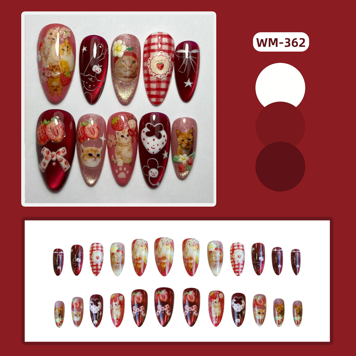 24pcs Strawberry Cat's Eye Pre – обзор и цена Nail Art Strawberry