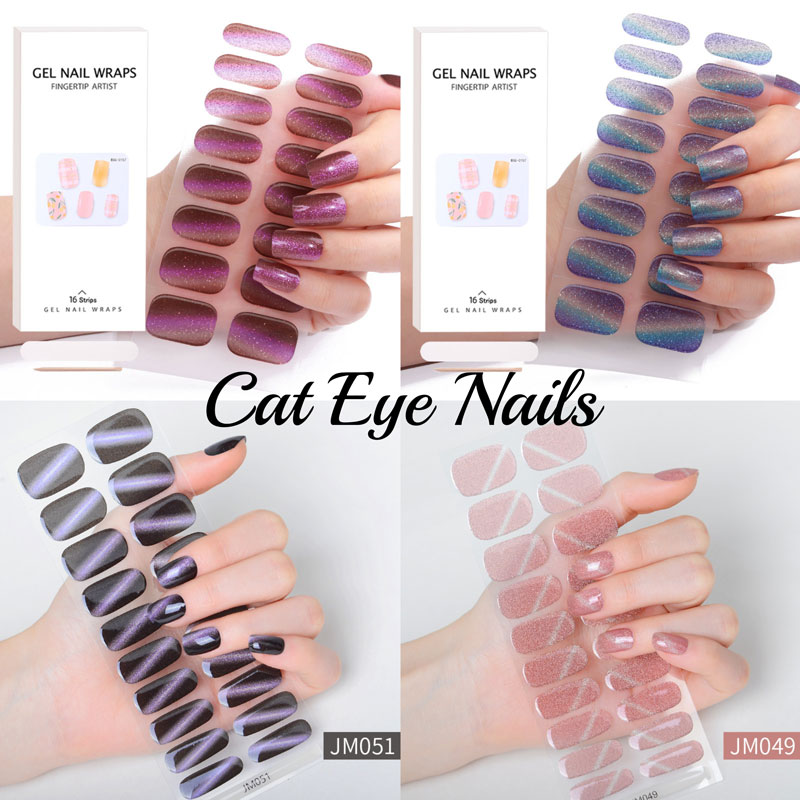 Semi-cured Gel Nail Sticker Fu – обзор и цена Nail Art Full Cat Eye